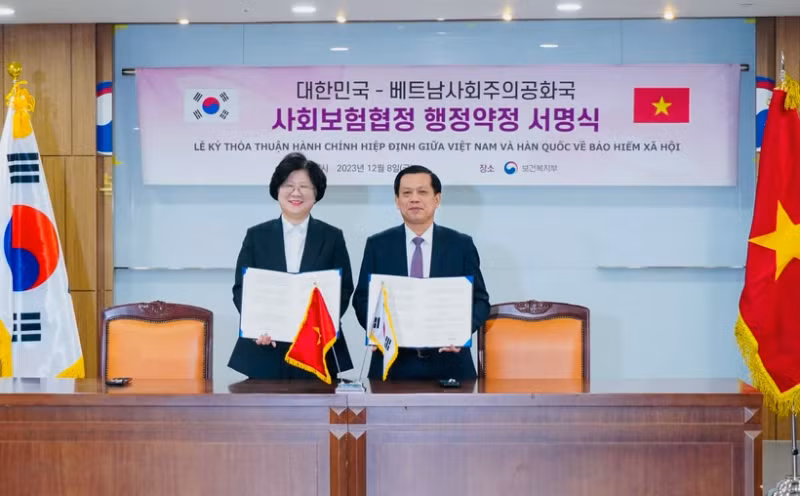越南与韩国签署实施社保协定的协议。（图片来源：民智报）