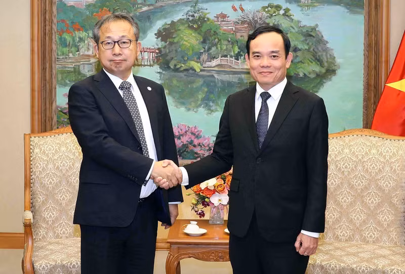越南政府副总理陈流光会见日本驻越南特命全权大使山田贵雄。（图片来源：越通社）