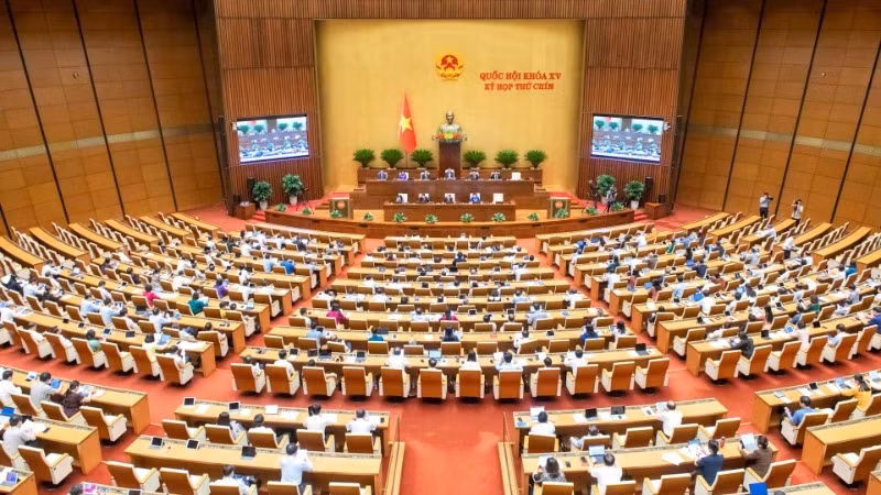 越南第十五届国会第九次会议场景。（图片来源：裴江 摄）
