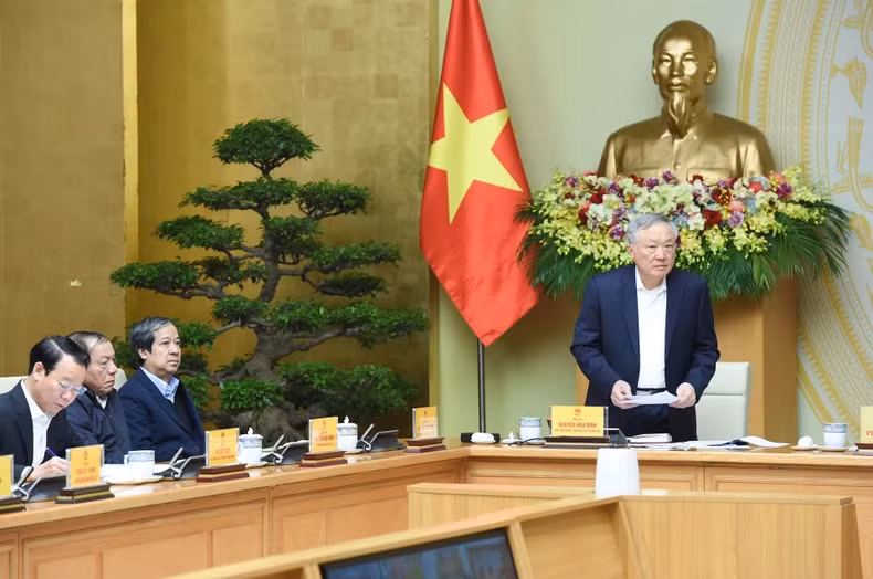 政府常务副总理阮和平发表讲话。