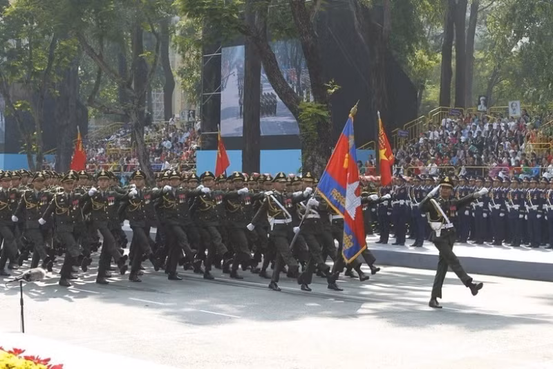 柬埔寨军队参加越南阅兵式。