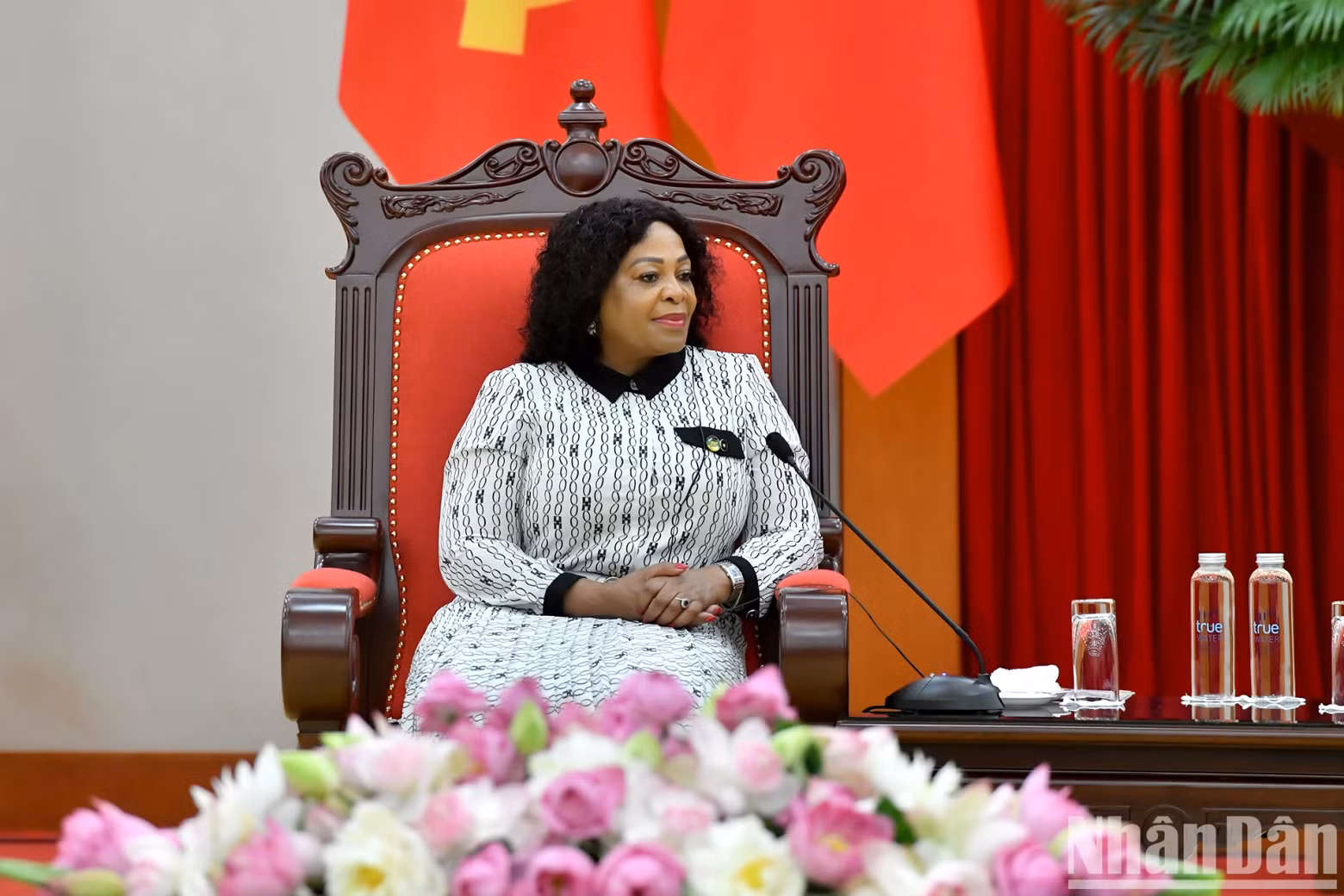 莫库亚尼副秘书长在会见中发表讲话。