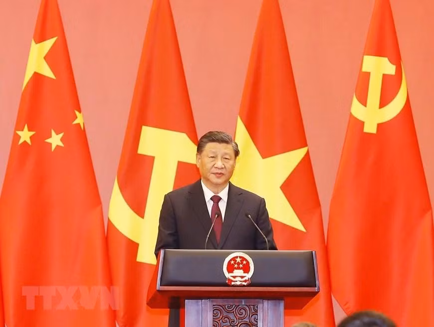 中共中央总书记、中国国家主席习近平发表讲话。（图片来源：越通社）
