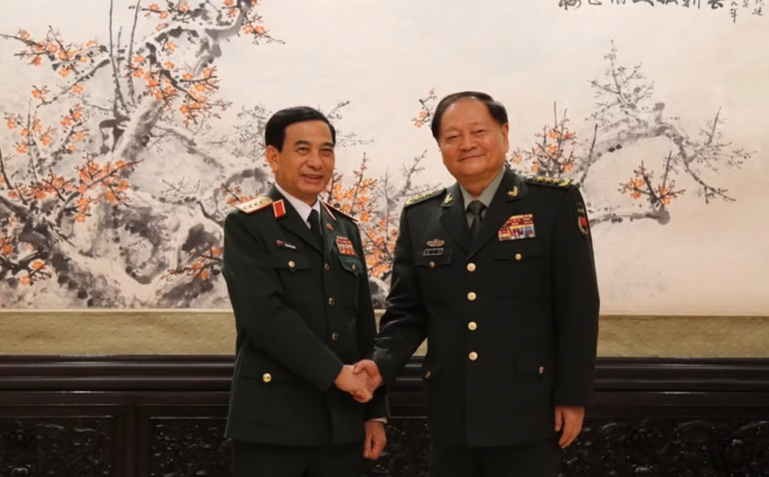 潘文江大将和中共中央政治局委员、中国中央军委副主席张又侠。（图片来源：越通社）