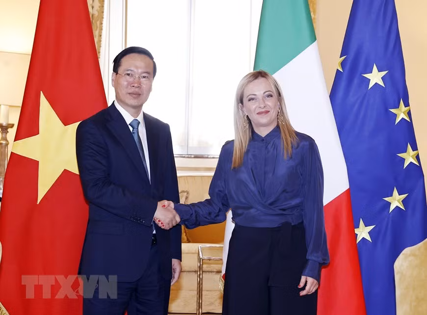 越南国家主席武文赏会见意大利总理 焦尔吉娅·梅洛尼。（图片来源）