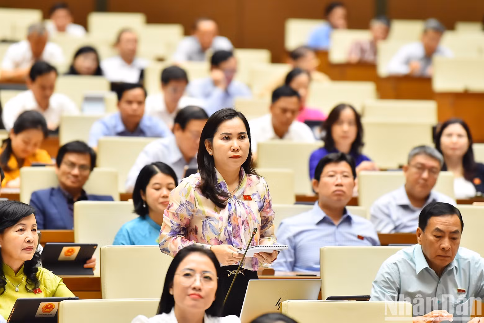 薄辽省国会代表黎氏玉玲提出质询问题。 薄辽省国会代表黎氏玉玲提出质询问题。