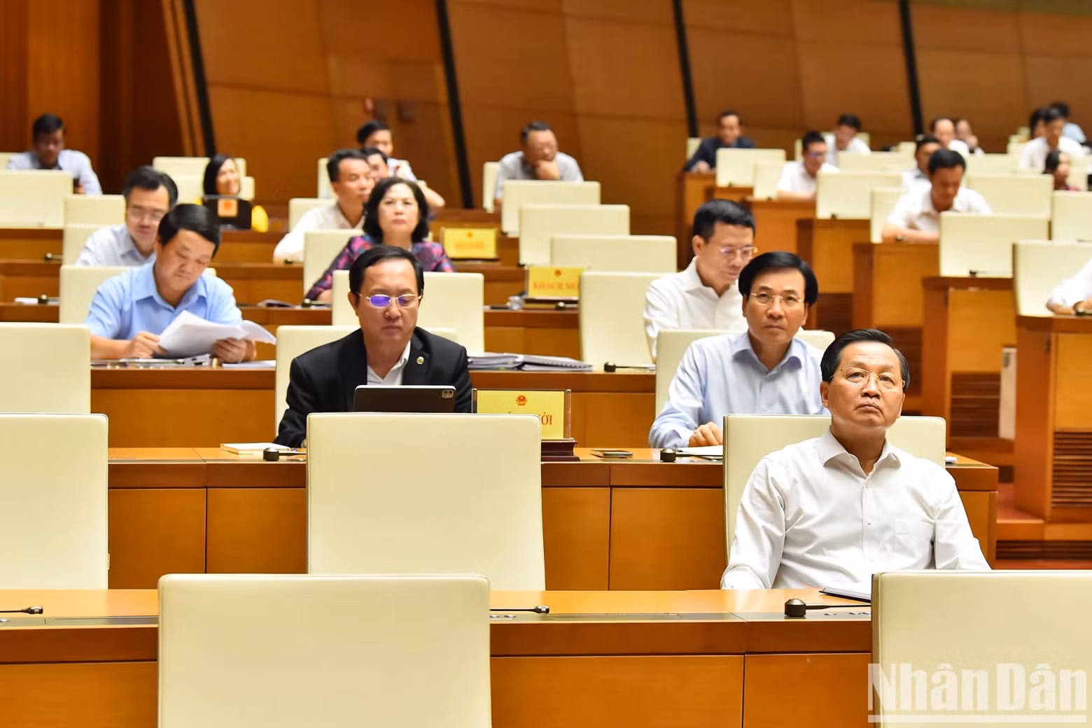 越南政府副总理黎明慨和政府成员出席讨论会。