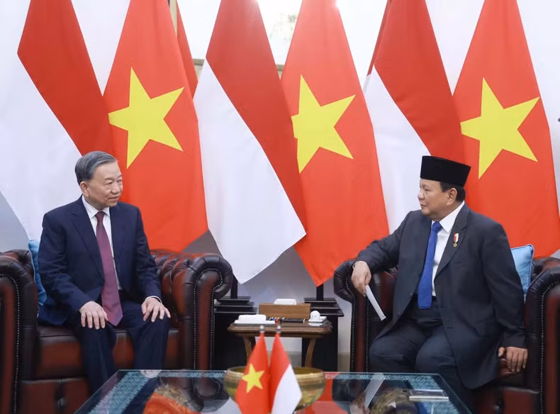 苏林总书记和印尼总统普拉博沃·苏比延多。