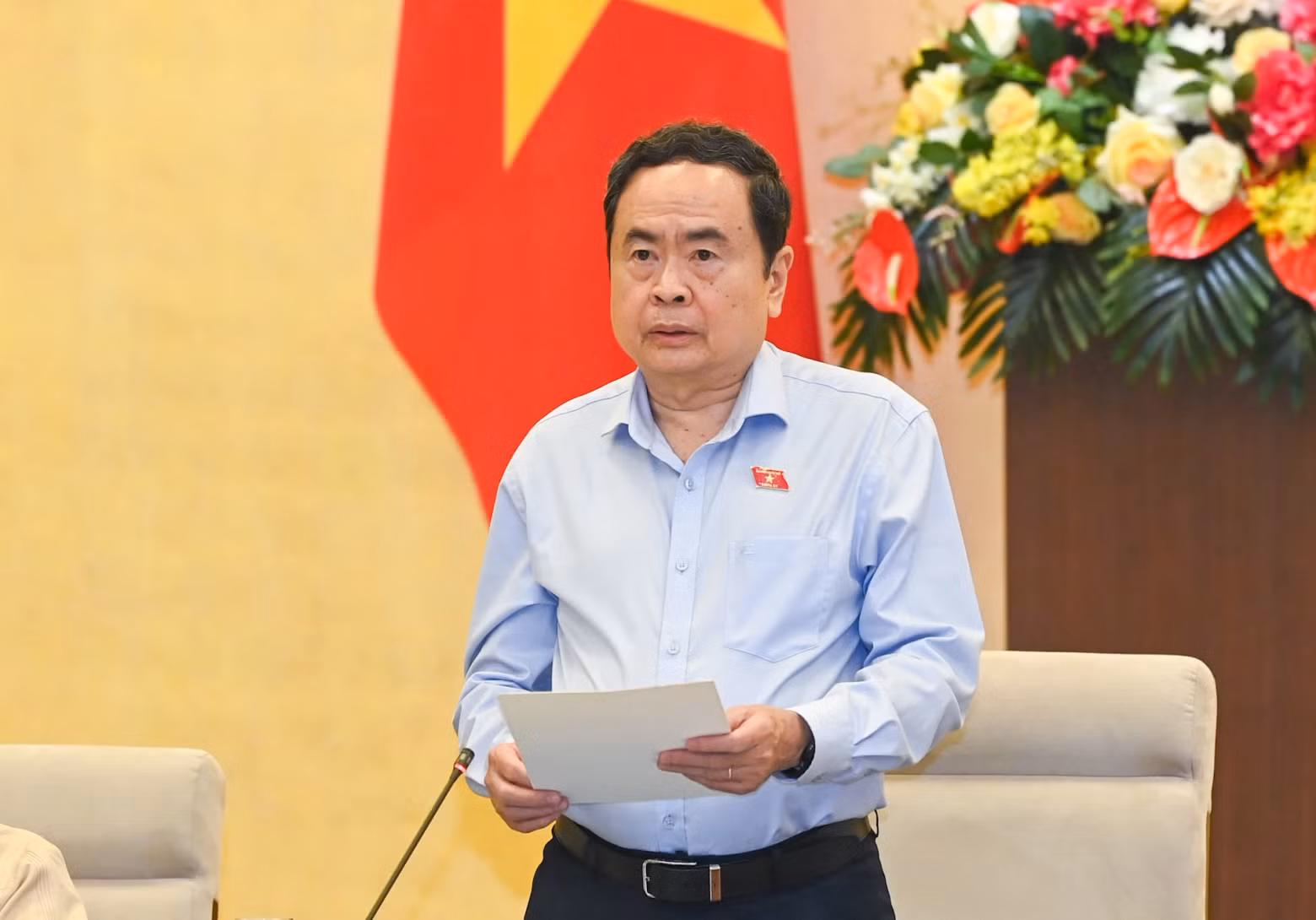 国会主席陈青敏致开幕词。