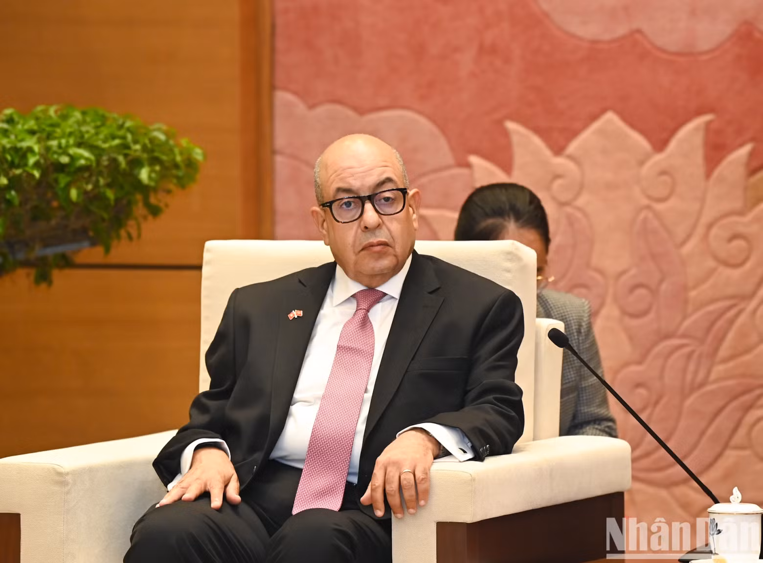 摩洛哥众议院秘书长纳吉布·哈迪在会上发表讲话。 摩洛哥众议院秘书长纳吉布·哈迪在会上发表讲话。