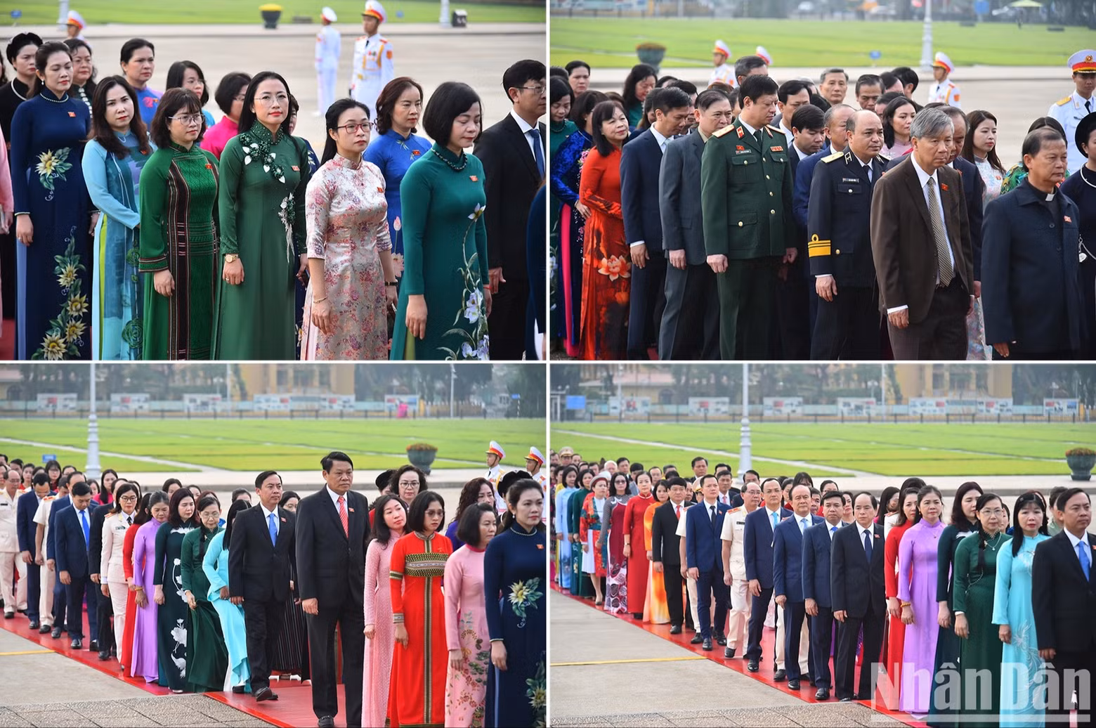 越南第十五届国会第八次会议的国会代表入陵瞻仰胡志明主席遗容。阮水源 摄
