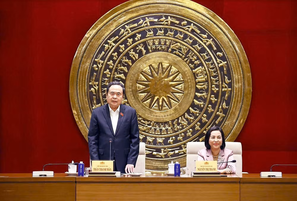 越南国会主席陈青敏发表讲话。(图片来源:越通社) 越南国会主席陈青敏发表讲话。(图片来源:越通社)