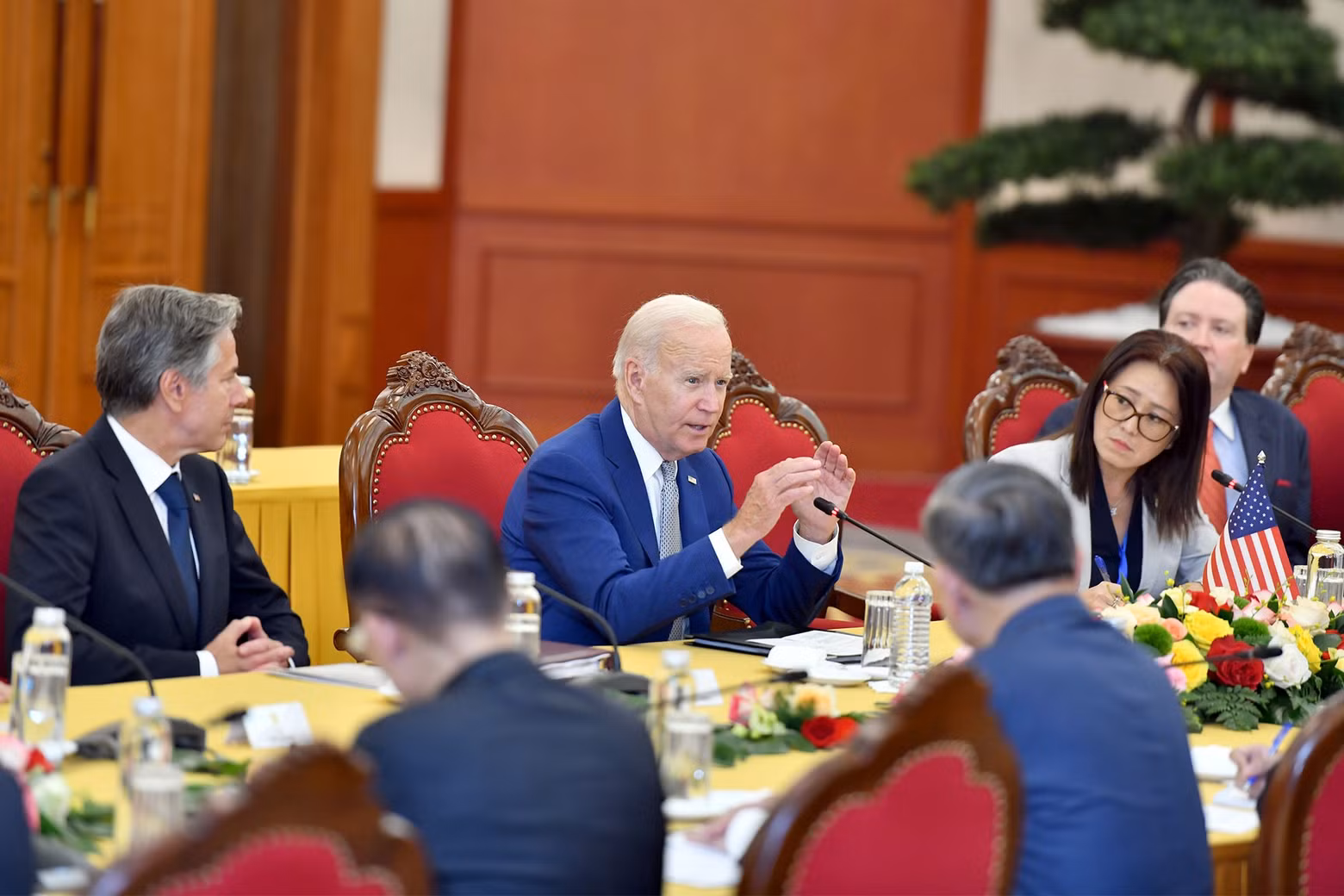 美国总统乔·拜登发表讲话。