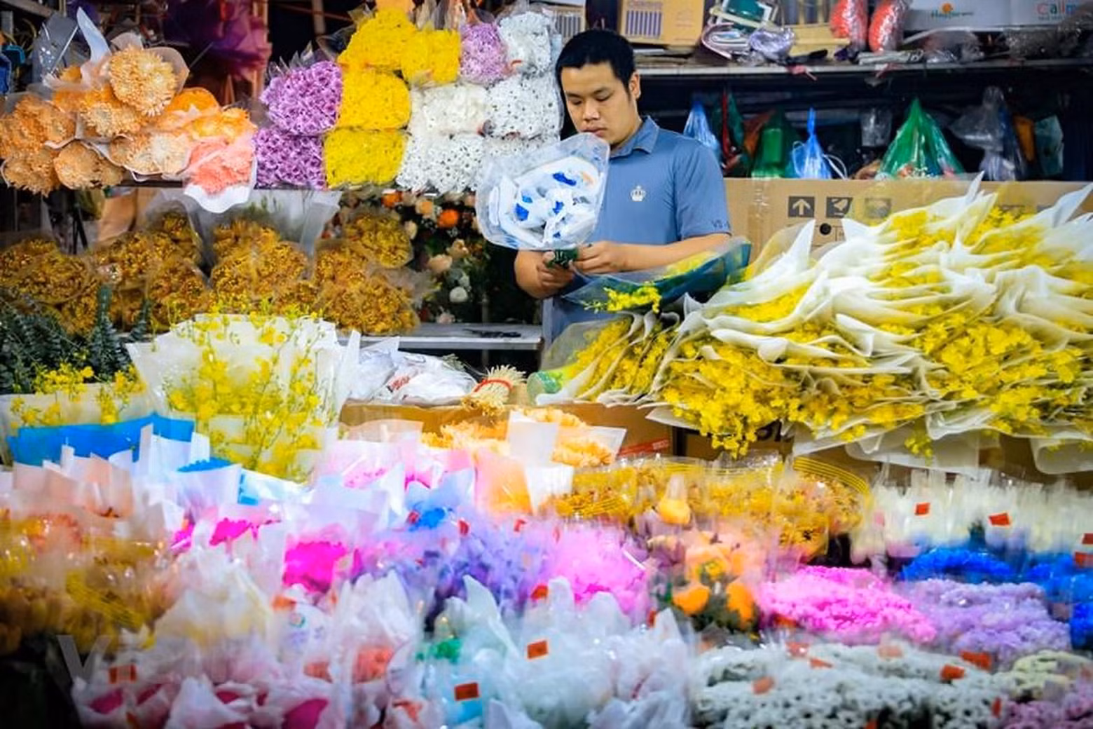 10·20越南妇女节等节日即将来临，更多鲜花被运输到花市。