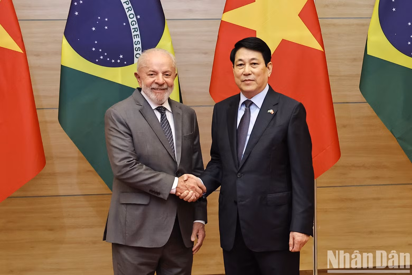 越南国家主席梁强与巴西总统卢拉·达席尔瓦。