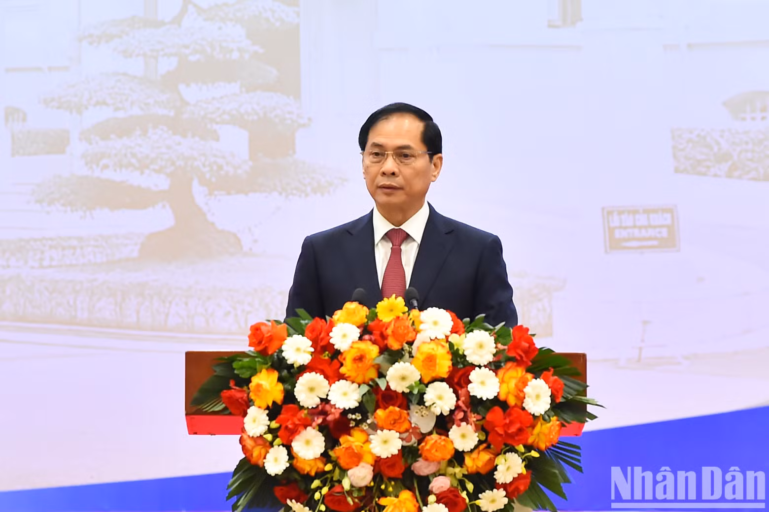 越南外交部长裴青山在会议上发表讲话。