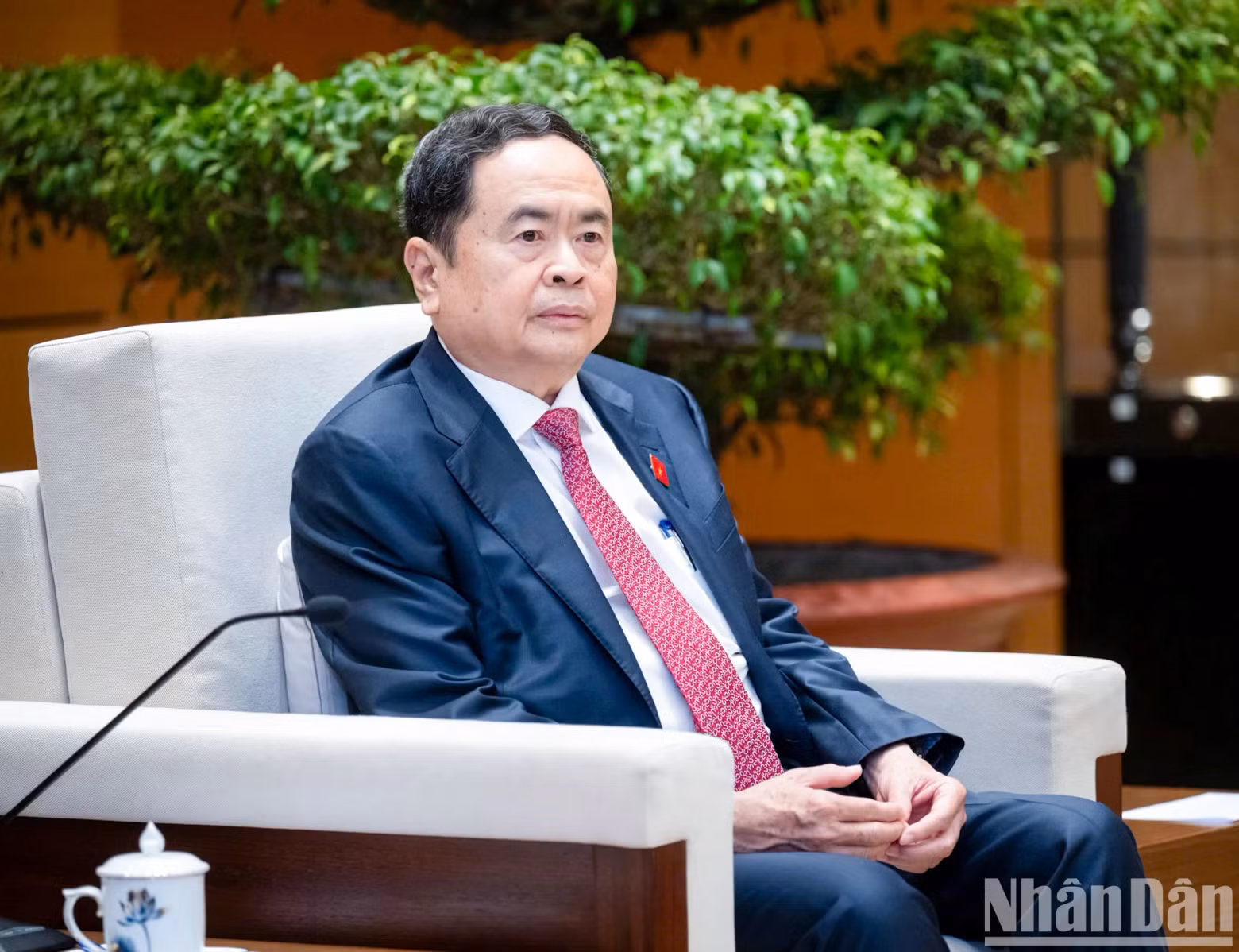 国会主席陈青敏发表讲话。