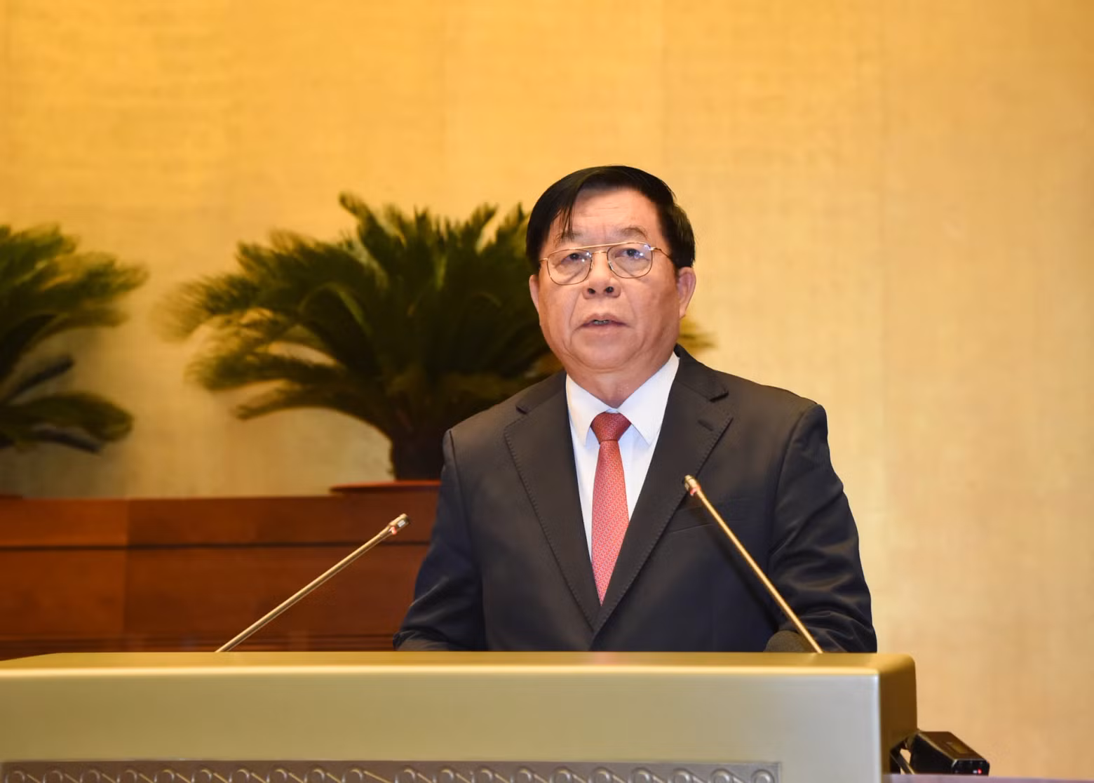 越共中央政治局委员、中央书记处书记、中央宣教部部长阮仲义发表讲话。