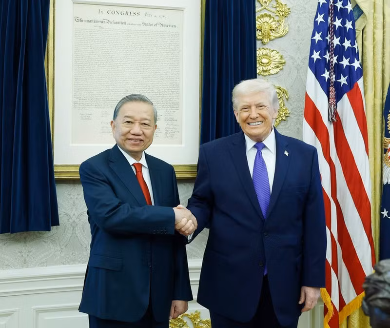 越共中央总书记苏林与美国总统唐纳德·特朗普。（图片来源：越通社）