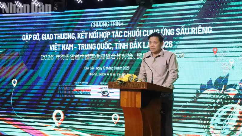 得乐省榴莲协会主席黎英忠在会上发表讲话。（功理 摄）