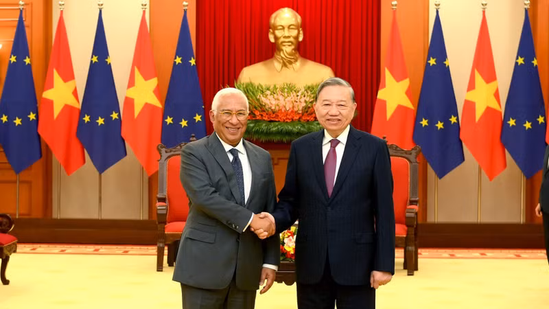 越共中央总书记苏林会见欧洲理事会主席安东尼奥·科斯塔。