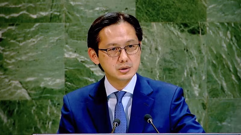 越南常驻联合国代表团团长杜雄越在会上发表讲话。（图片来源：越通社）