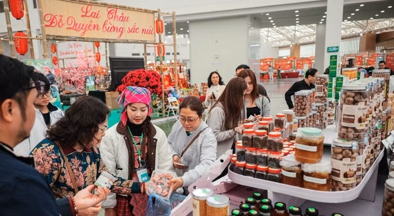 游客在春季博览会上参观和购物产品。（图片来源：越通社）