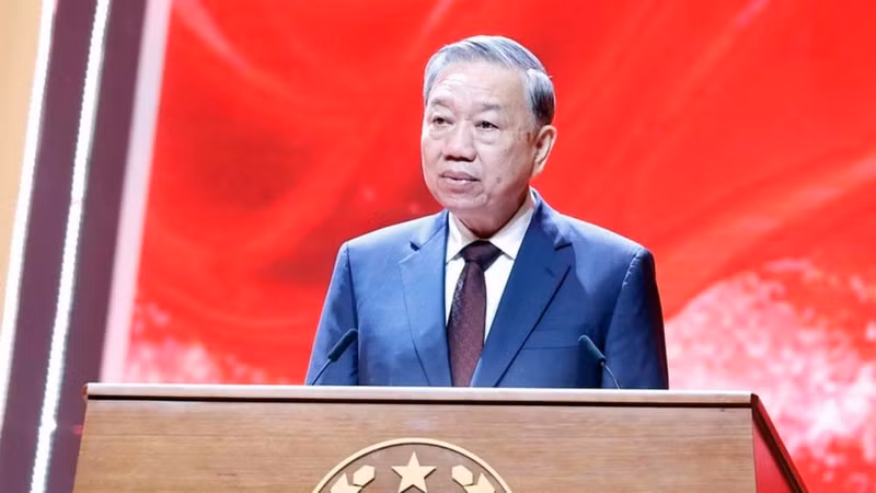 苏林总书记在活动上发表讲话。（图片来源：越通社）