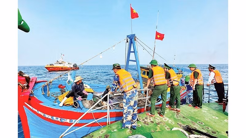 广平省边防部队定期在海上巡逻，严厉打击IUU捕捞作业的渔船。（图片来源：越通社）