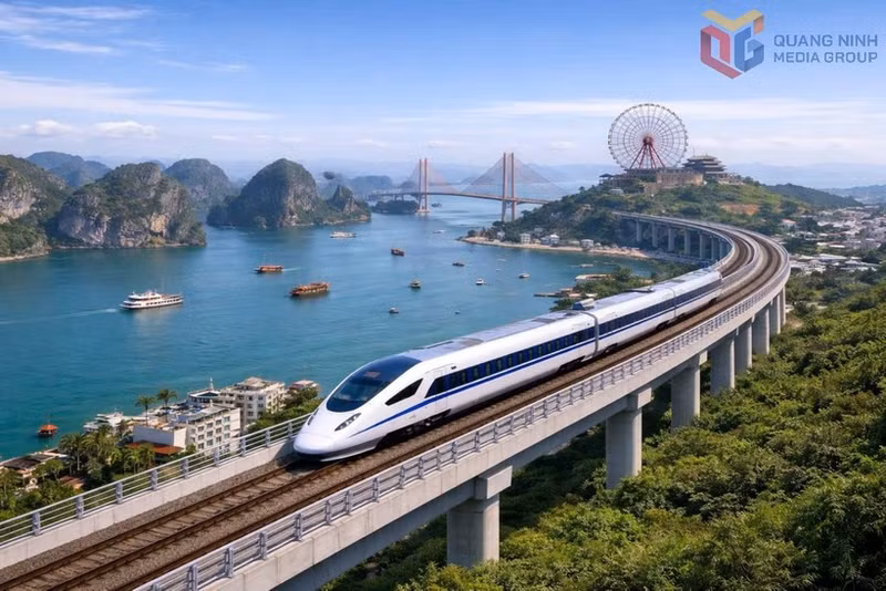 河内-广宁高速铁路项目效果图。（图片来源：baoquangninh.vn）