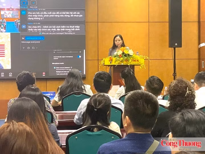 “与美国市场开展进出口业务合作与发展”研讨会场景。（图片来源：congthuong.vn）
