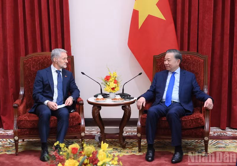 越共中央总书记、国家主席苏林会见荷兰驻越南大使雷姆科·范·维赫加登。